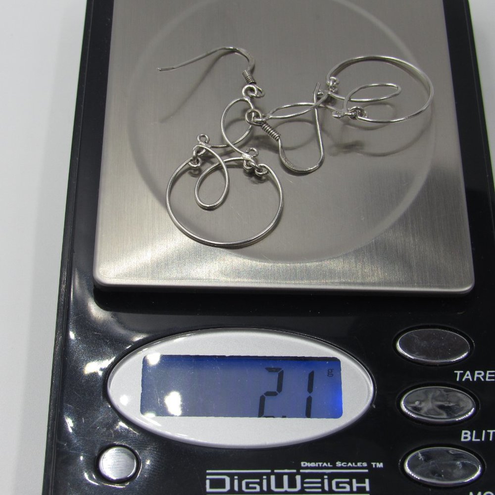 Sterling Silver Unique Pattern Dangle Earrings - image 5